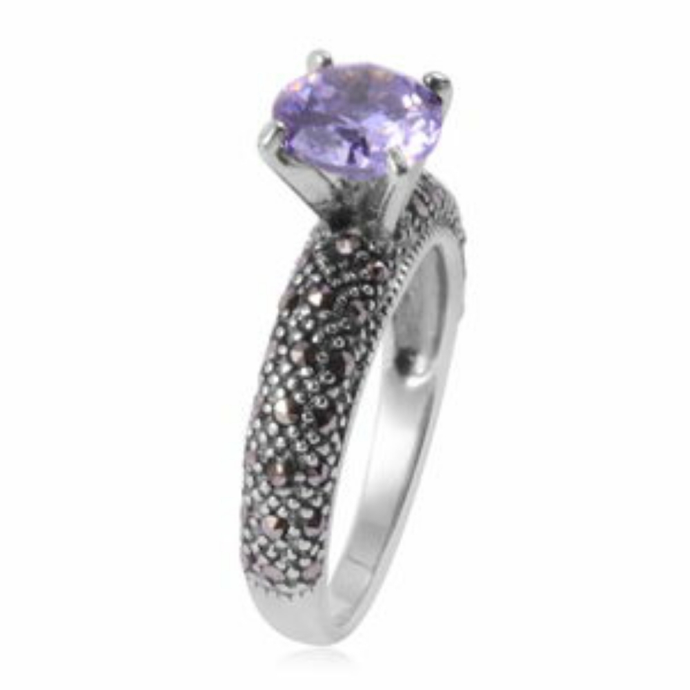 NWT-PURPLE SAPPHIRE/MARCASITE RING - Picture 2 of 4